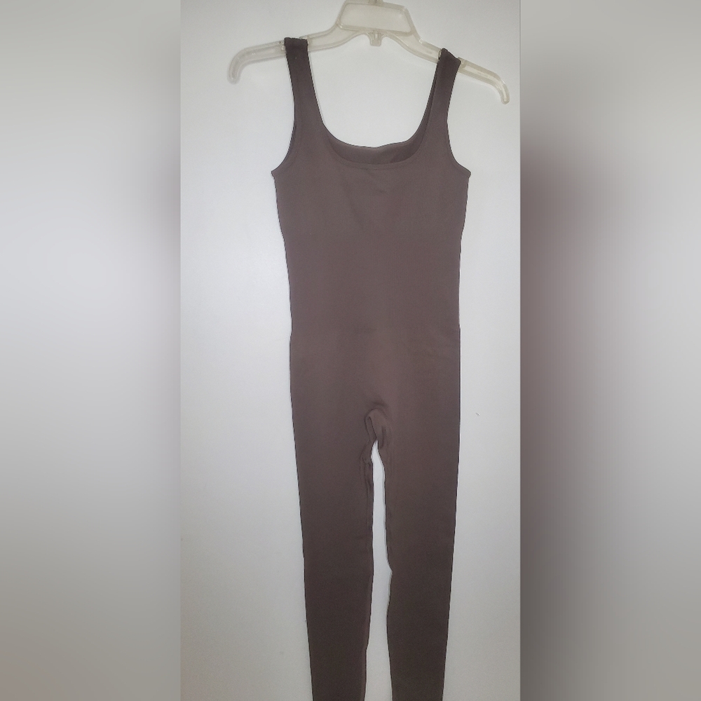 Giulia Size S Brown Sleeveless Ribbed Jumpsuit - Picture 4 of 7